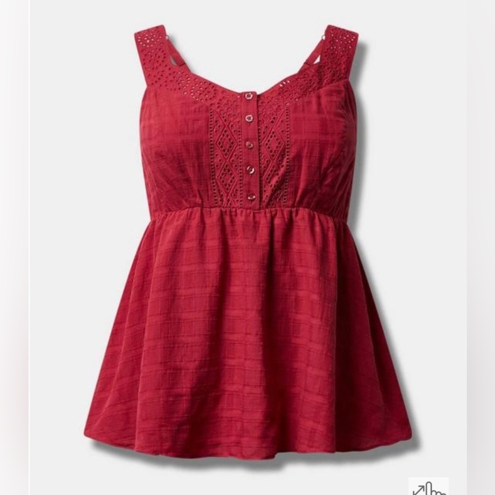 Torrid Babydoll Cotton Window Pane Button Front Tank Size 00 ( medium )